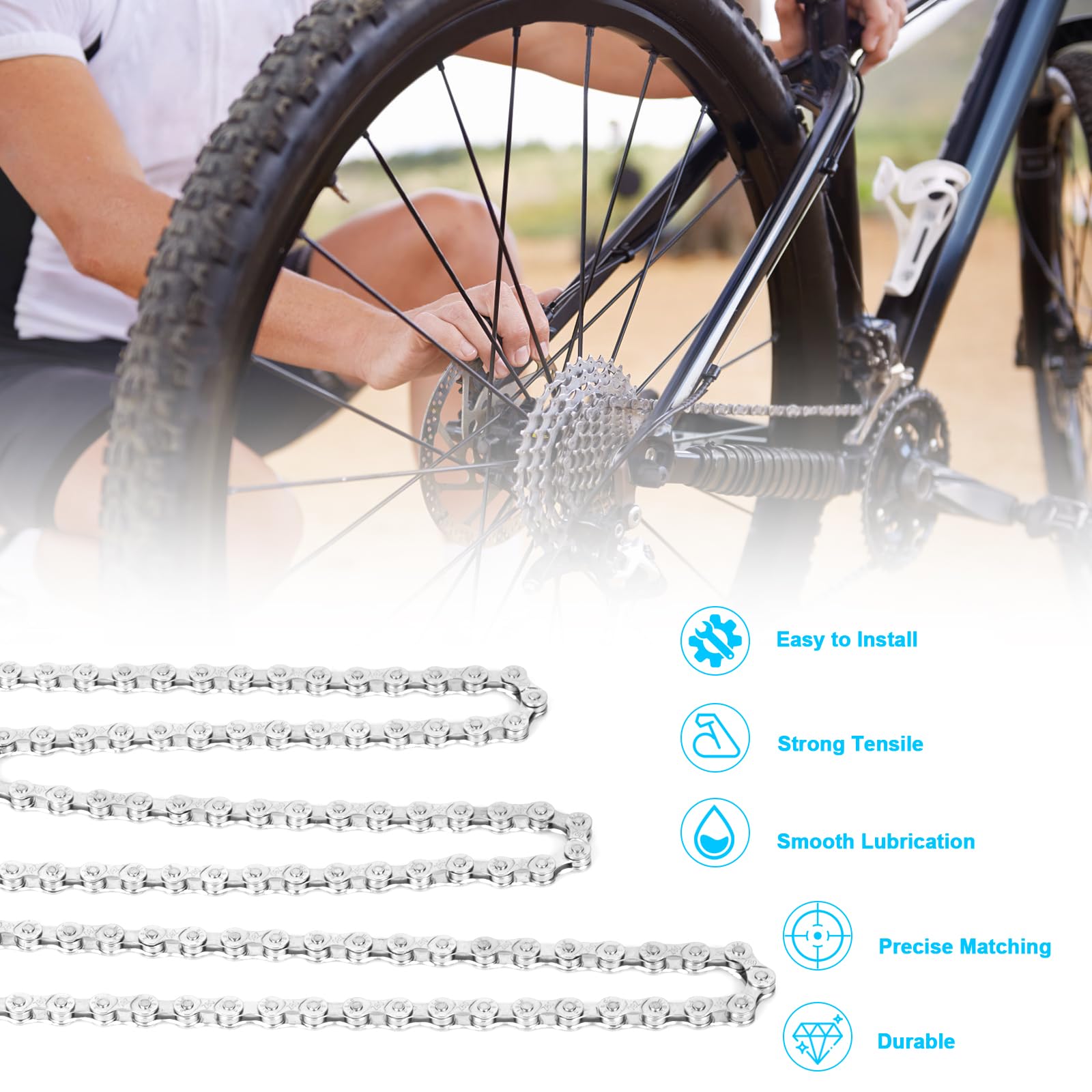Fiets ketting Premium Set 6/7/8 compartimenten, 1/2 x 3/32 (116