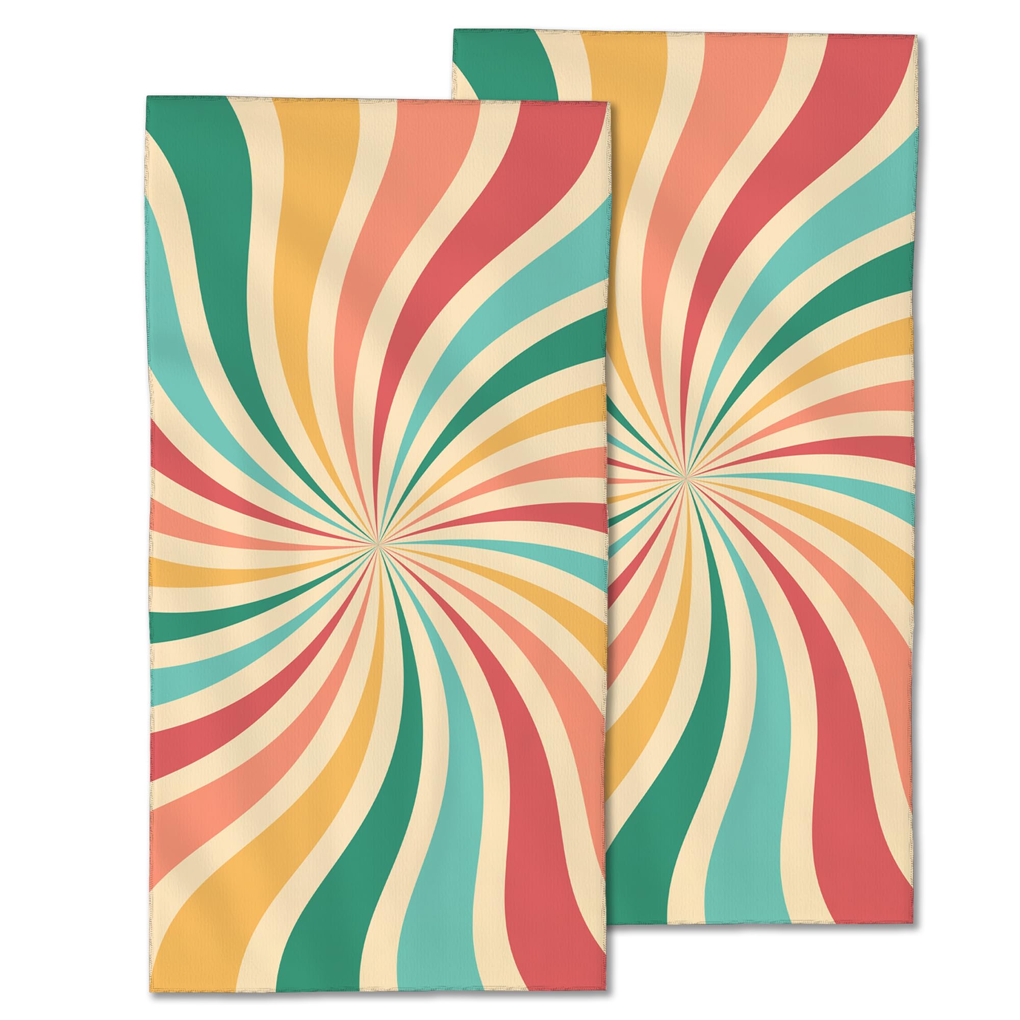 CXULIN Boho Sunshine Hand Towels Set of 2,Groovy Retro Swirl Soft Fingertip Bath Towel Small Face Washcloths Decor Kitchen Towel for Hotel Spa Gym