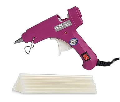 Fadman Electric 20W Magenta Mini Hot Melt Glue Gun With 22 Pcs Hot Melt Glue Stick Standard Temperature Corded Glue Gun (7 mm)