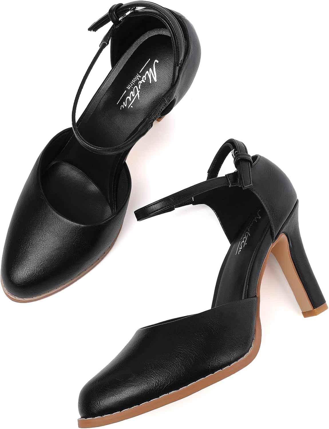 Mostrin Closed Toe Chunky High Heels Comfortable Dress Shoes for Women Pumps Vintage Heels Dressy Wedding Party Formal Office Business D'Orsay Pumps Shoes - Image 8