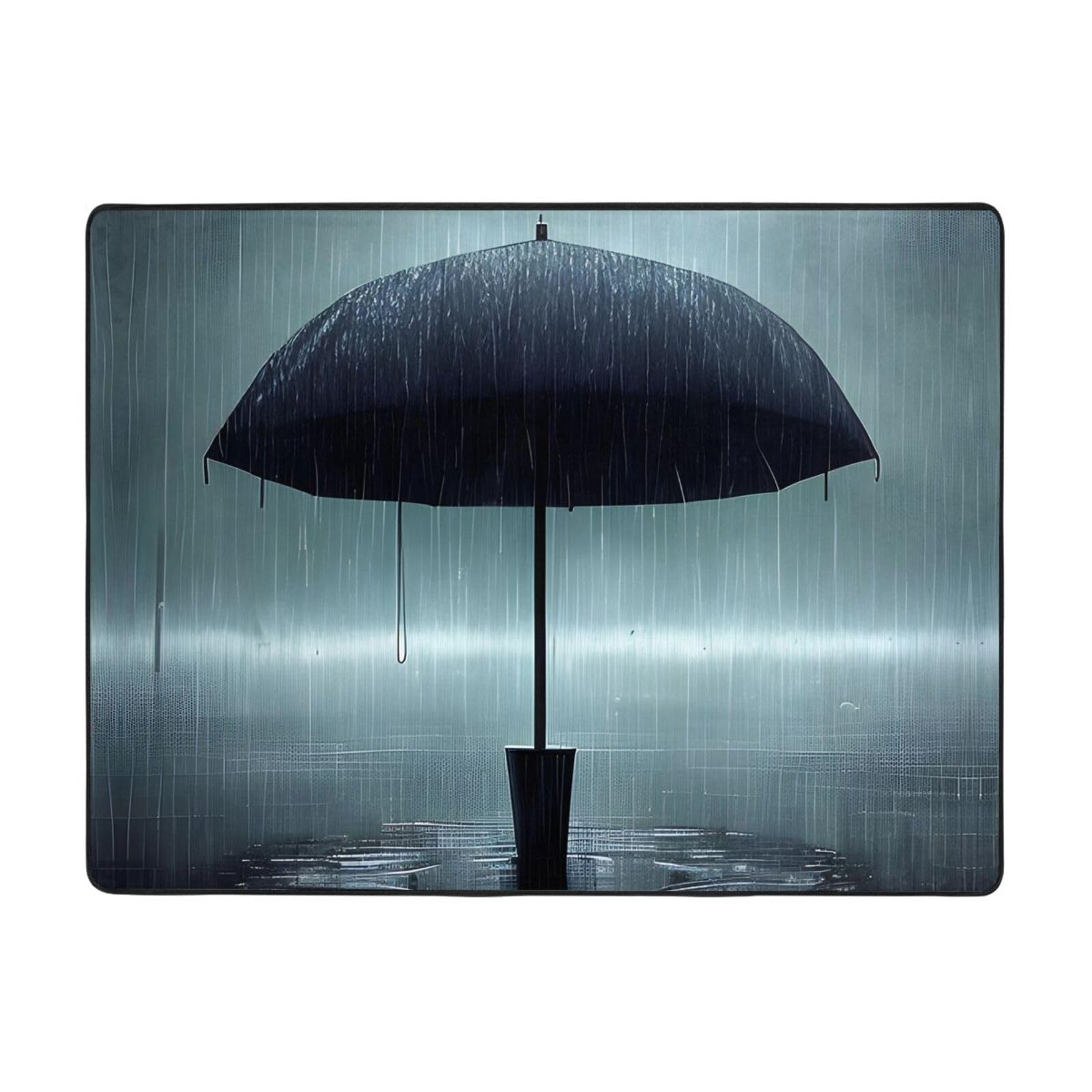 Tapis décoration parapluie noir 160x121.9 cm doux haute densité pour hôtel