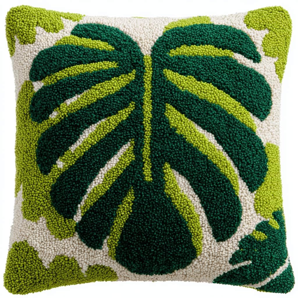Kitquiver Latch Hook Rug Kits for Adults Leaf DIY Latch Hook Cushion Cross-Stitch Embroidery Cushion Cover for Home Sofa Decoration 17X17 in.