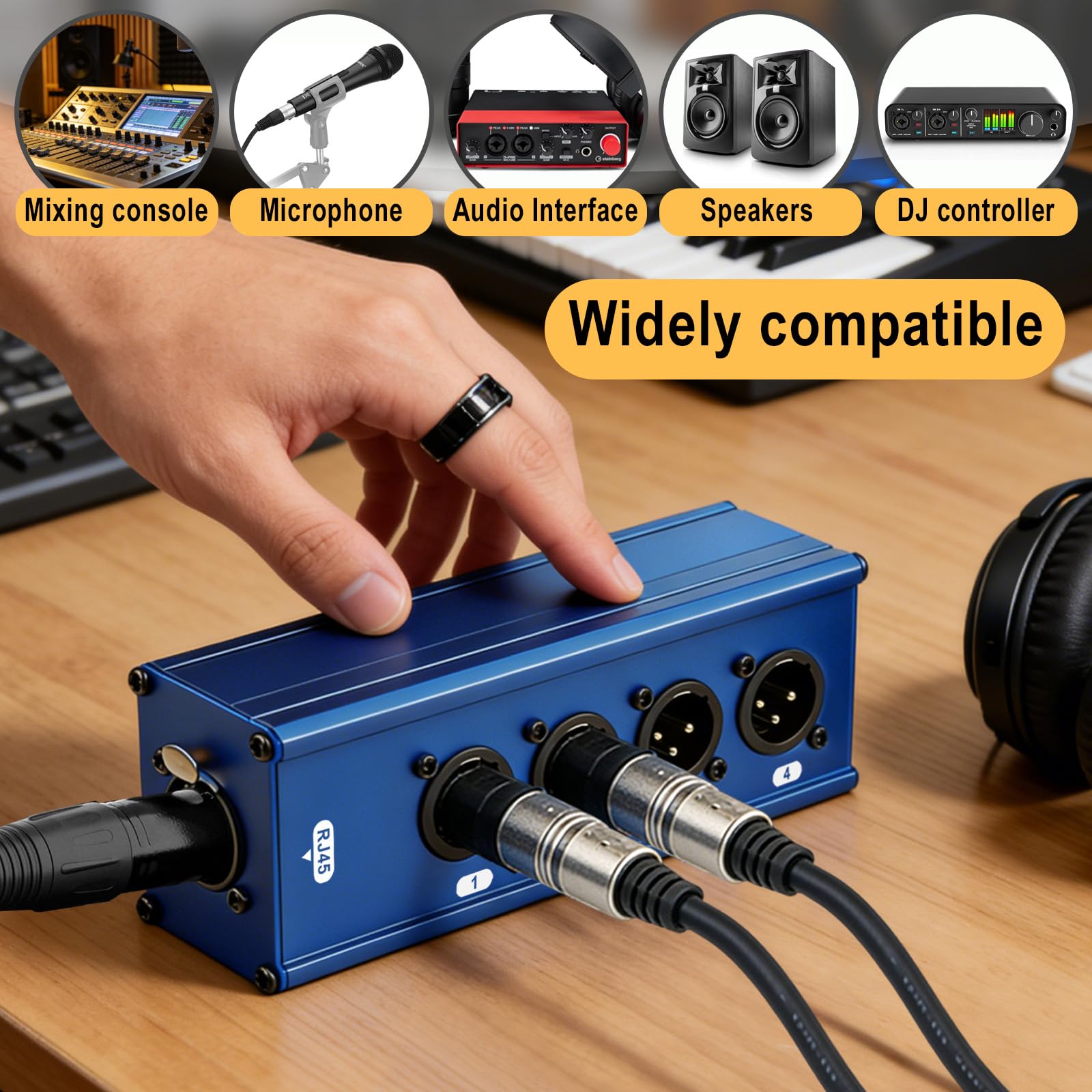 wecan Confezione 2 Estensore Audio DMX 4 Canali XLR-Ethernet, Adattatore XLR/TRS a RJ45 Ethercon Cat5/Cat6, Trasmissione Segnale Lunga Distanza