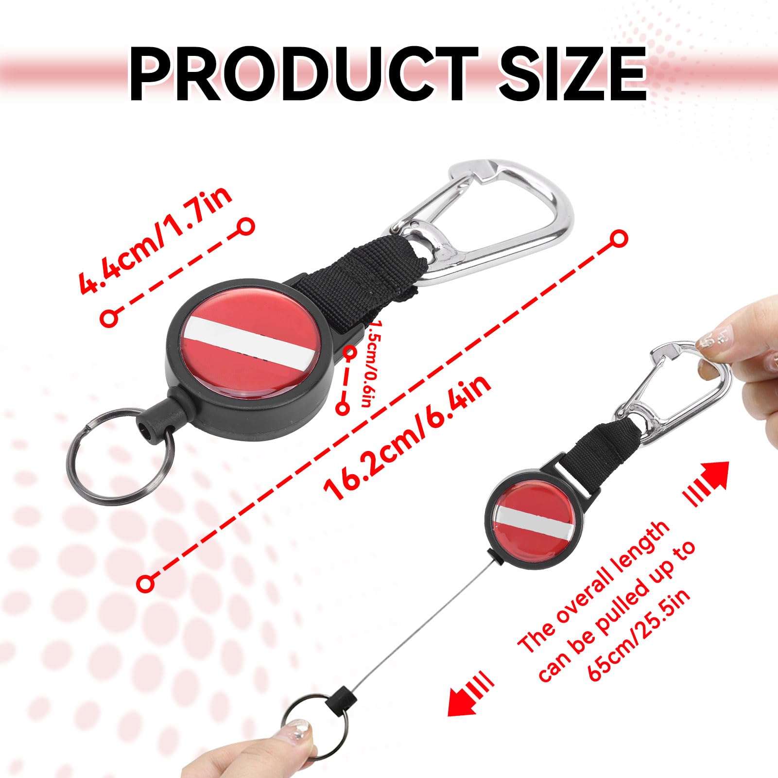 Scuba Retractor Clip, Anti-Lost Diving Edelstahldraht Stretch-Federseil mit Lanyard-Schlüsselring BCD-Zubehör zum Tauchen, Schwimmen
