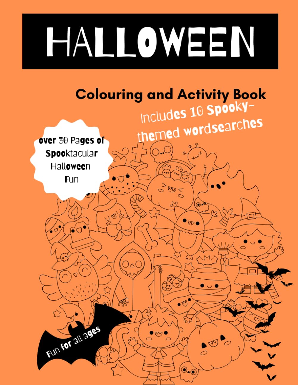 Halloween Activity Book for Kids : Colouring Pages, Word Searches, and Easy Mazes for Spooky Fun: Fun and Educational Halloween Puzzles and Coloring for Boys and Girls