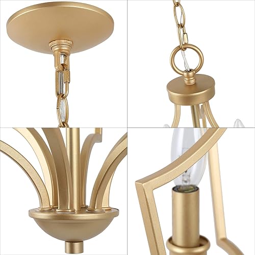 Miniatura 3 de KSANA Candelabro dorado, pequeña lámpara colgante para isla de cocina, comedor y sala de estar
