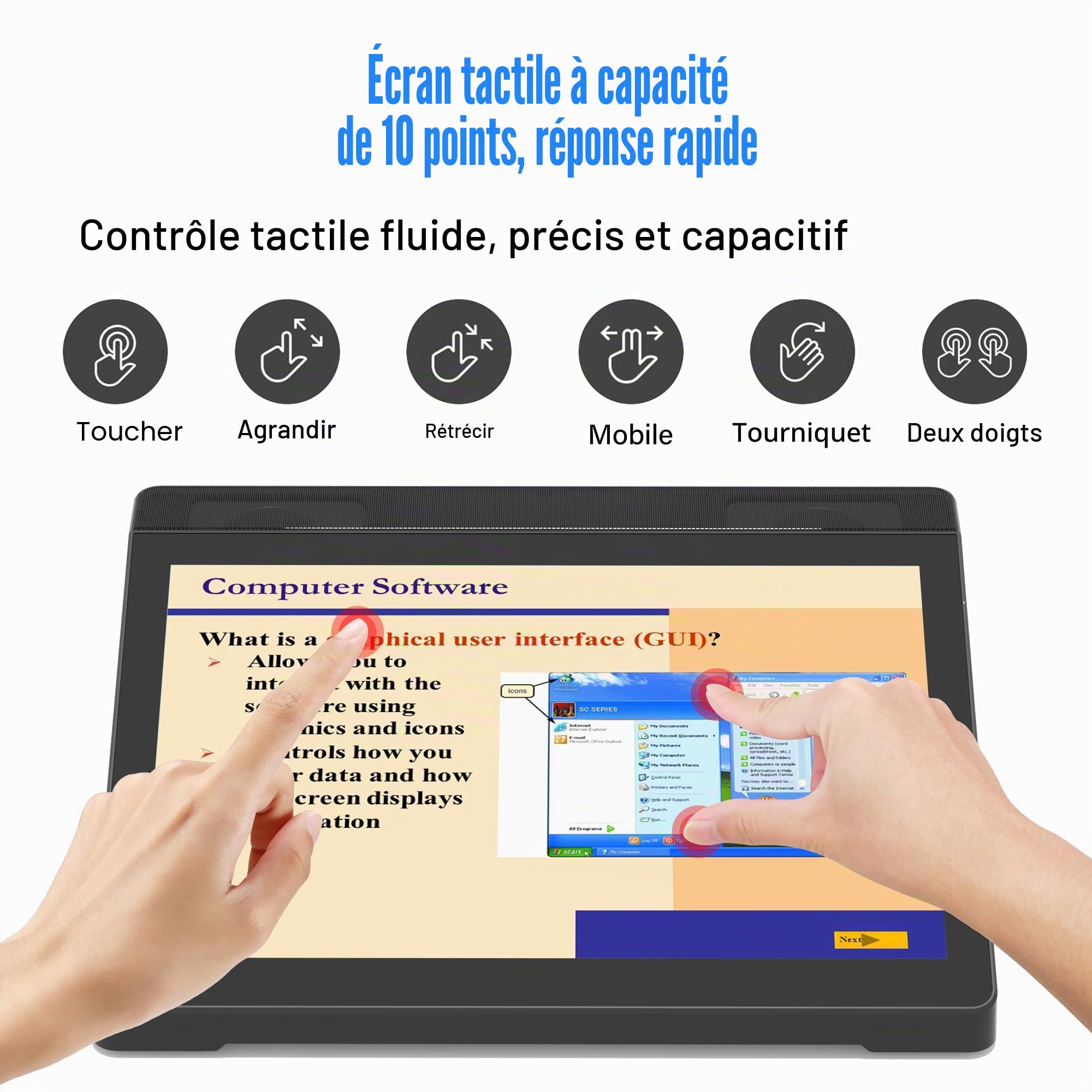 Mini PC Ordinateur Mini Desktop Computer Win 10 Pro J3455, Tablet Ordinateur écran Tactile 10,1 Pouces 4Go Ram, 64Go Rom, Sortie d'affichage 4K HDMI1,4, Rs232, WiFi 5,0, BT4,2
