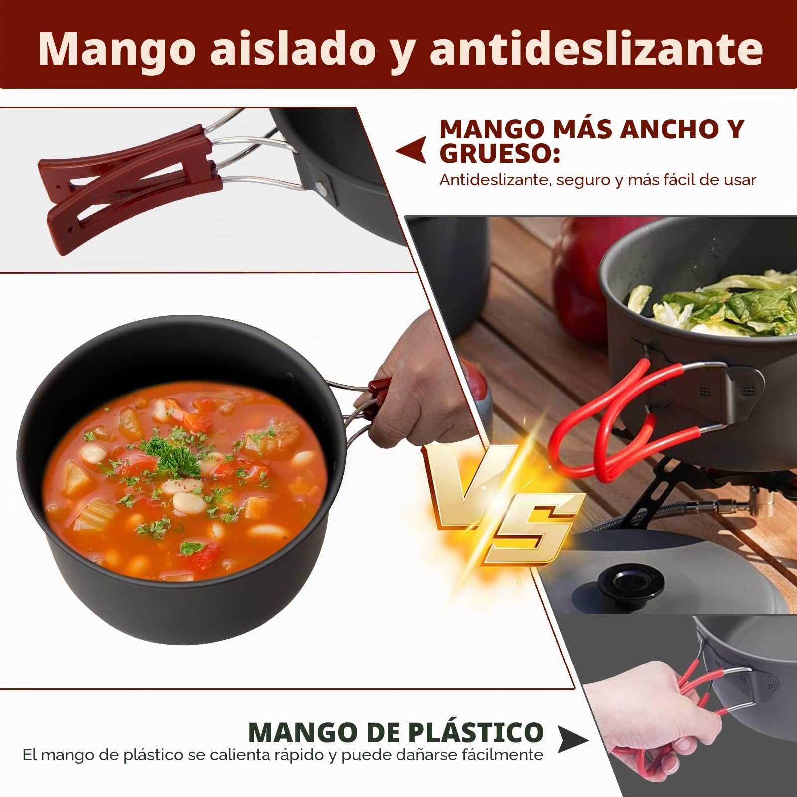 Bulin Set de Cocina Camping, ollas de Aluminio, Set de Cocina Ligero con Cubiertos Plegables y hervidor, Utensilios de Camping para 1–2–4–6 Personas, Ideal para Camping, Exterior y Picnic