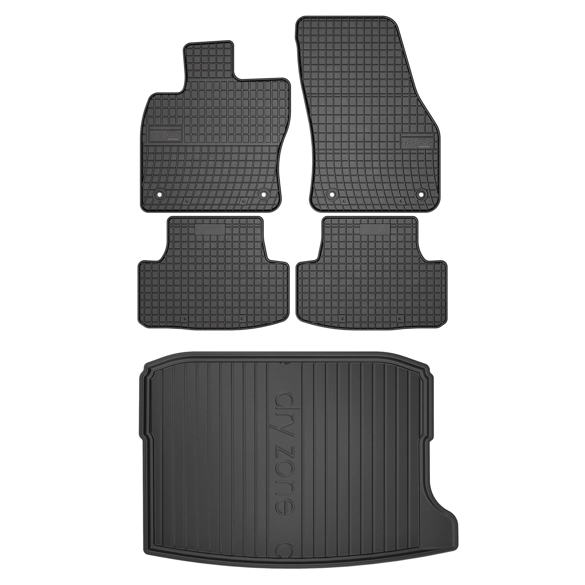 MOTOS Set de alfombrillas de goma y alfombrillas de maletero para SEAT Ateca desde 2016 Mejora la comodidad de tus viajes con la alfombrilla antideslizante para coche ElToro- alfombrillas para todo ti