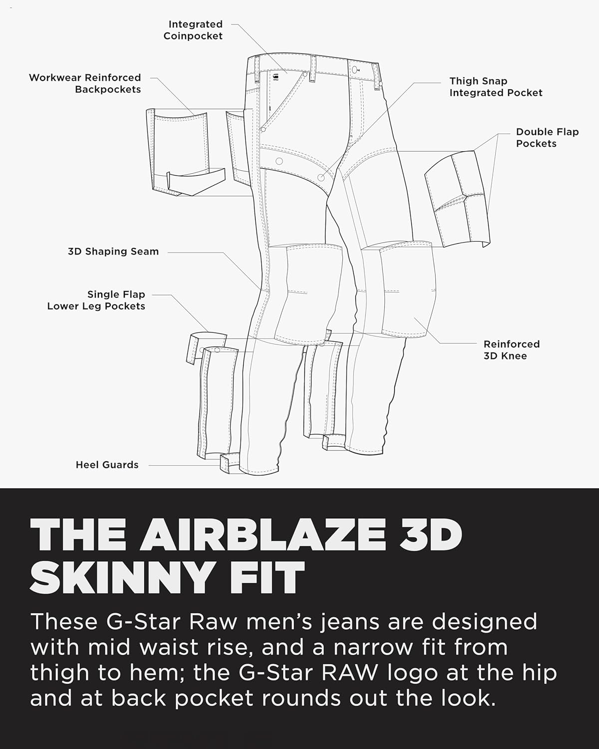 G-Star Mens Airblaze 3D Skinny Fit Jeans - Image 6