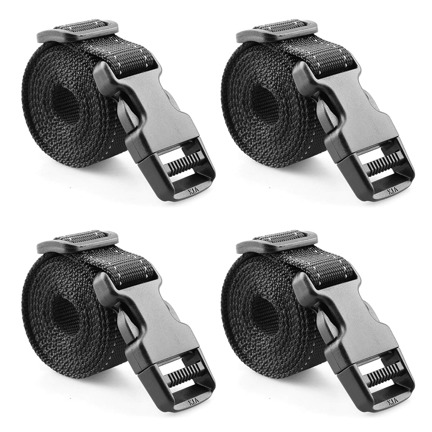 MAGARROW1" Backpack Strap Buckle Packing Straps Adjustable 1-Inch Belt Outdoor, Pack of 4 (Black, 78)