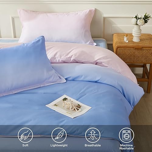 Miniatura 4 de SAPHREAS Juego de funda de edredón de 4 piezas de terciopelo cálido de invierno azul mezclilla con sábana bajera, tamaño Queen, juego de funda de