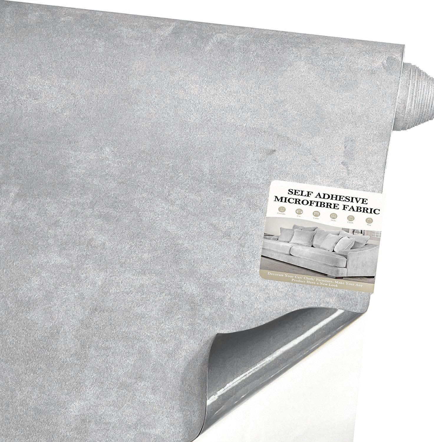 Tessuto Autoadesivo Effetto Pelle Scamosciata - Grigio Scuro, 150x40 Cm - Foto 9