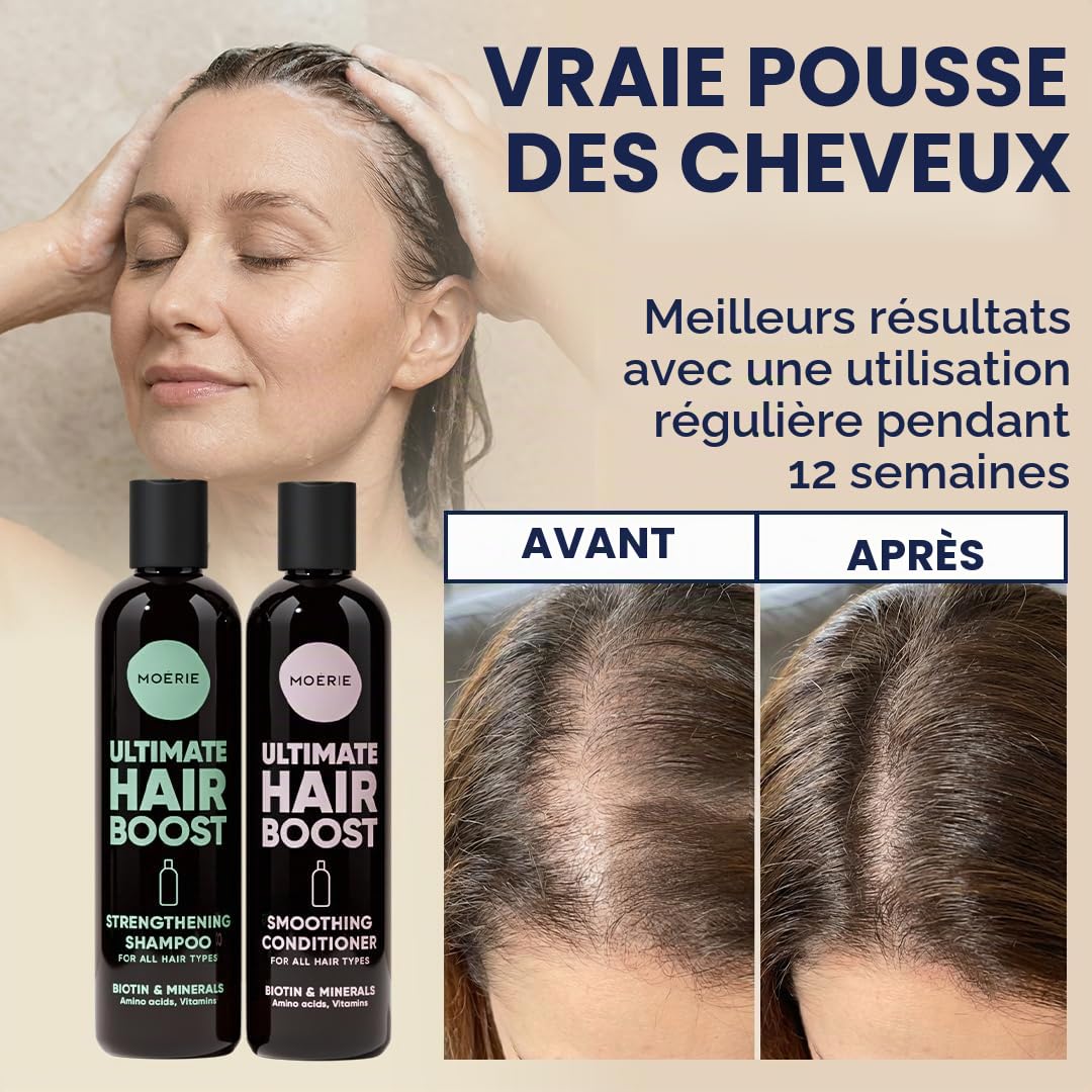 Moerie Mineral Shampoo & Conditioner Set - For Longer, Thicker, Fuller Hair Growth - Vegan, Paraben Free Products - All Types - Reverse Loss - 2 x 250ml