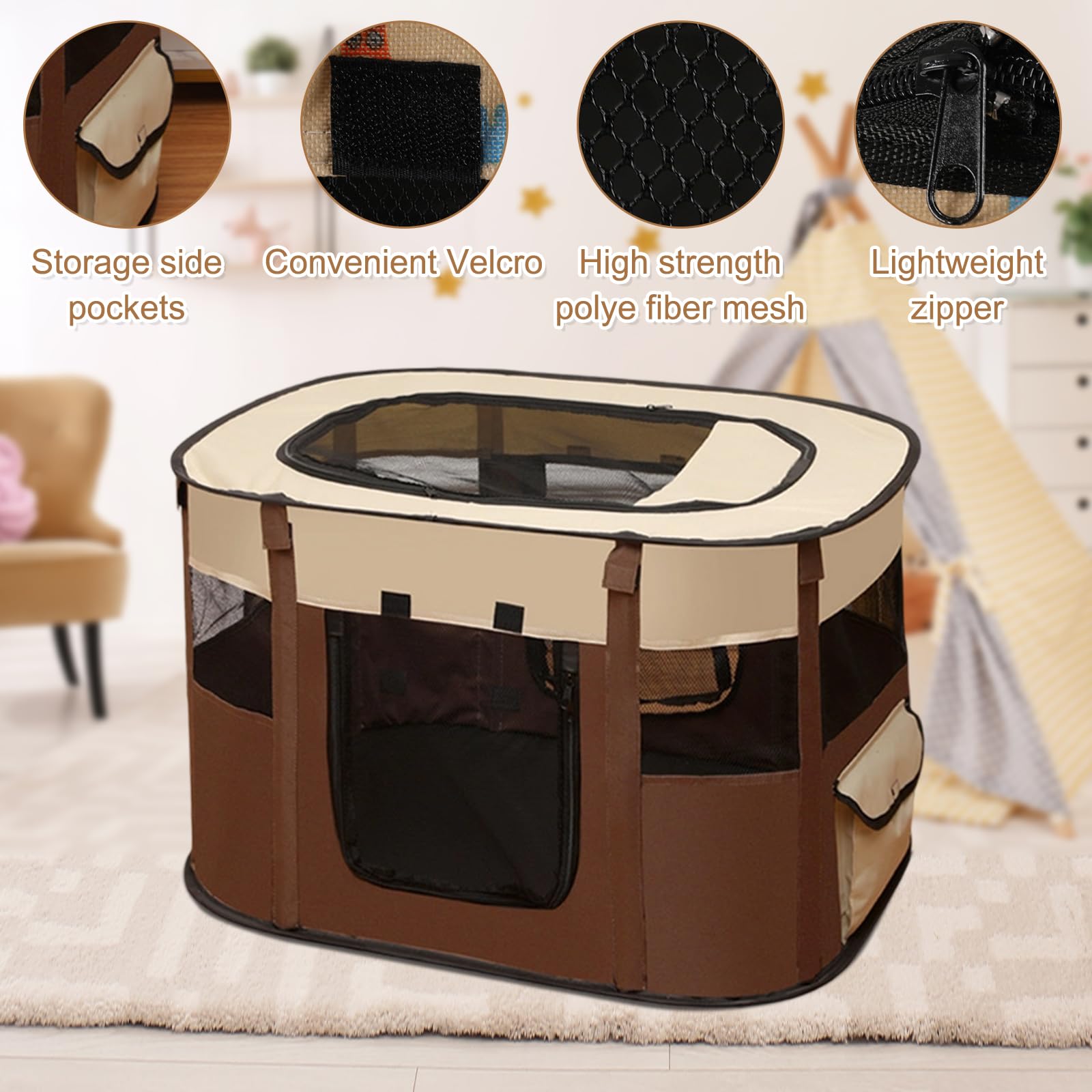 EUBSWA Recinto per cuccioli, 110x85x58cm Recinto per animali domestici per cani, gatti, conigli e piccoli animali per interni ed esterni