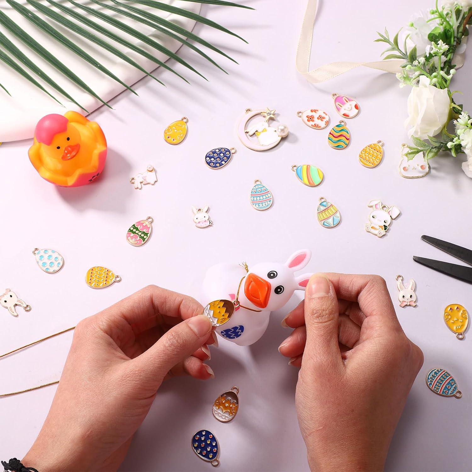 36pcs Easter Charms, 18 Styles Colorful Easter Egg Bunny Rabbit Carrot Pendant Charms Enamel Easter Charms for Jewelry Making Necklace Bracelet DIY Crafts - Image 5