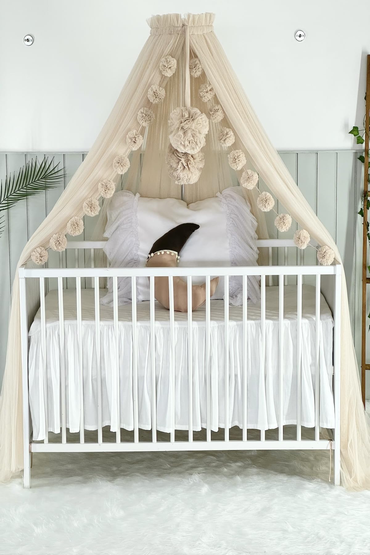 Baby Fancyroom Ciel de Lit pour Bébé, Moustiquaire, Décoration de Chambre, Baldaquin en Tulle de Qualité Supérieure pour Chambre d'Enfant (Beige Clair)