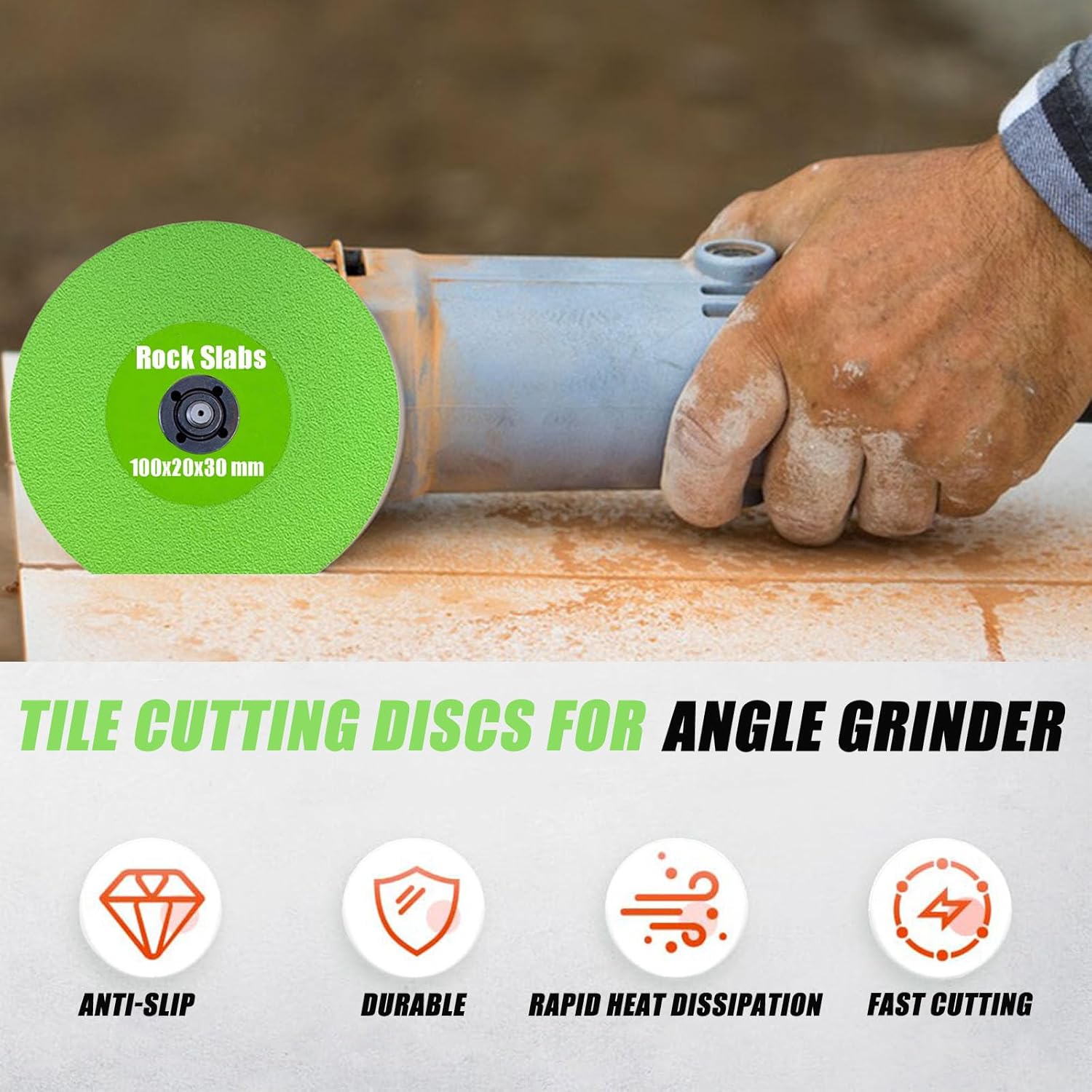 6 Pack Diamond Blade for Angle Grinder - 4" X 0.78” Super Thin Rock Slab Grinding Disc, 1.2'' Ultra Width Discos para Cortar Ceramica for Cutting and Edge Trimming