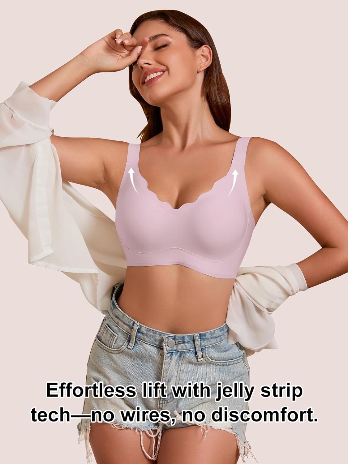 COCOMARTS Jelly Bras for Women No Underwire Seamless Push Up Scalloped Tshirt Bralettes Comfortable Wireless Everyday Bra - Image 6