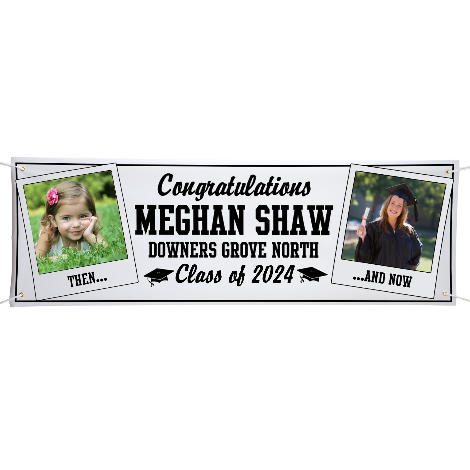 Let's Make Memories Personalized Graduation Banner - Graduation Party Decorations - Customized Congratulations Banner - Class of 2024 - Indoor/Outdoor Vinyl - How Time Flies - Black - 6 ft.