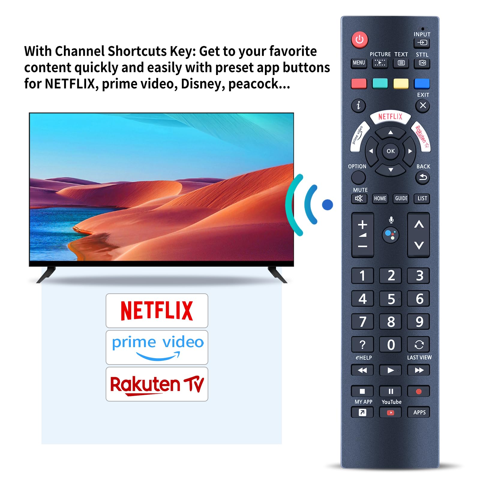 N2QBYA000037 R3PA23 Remote Control For Panasonic TV TX-40JX800EZ No Voice, black - Image 4