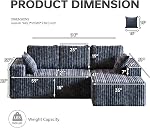 Cloud Coupes sectionnelles pour salon, Canapé convertible avec oreillers à lancer, Canapha Sectionnel modulaire avec siège profond, pas d'assemblage requis, flexible (Gray, 94"+Right Face Chaise)