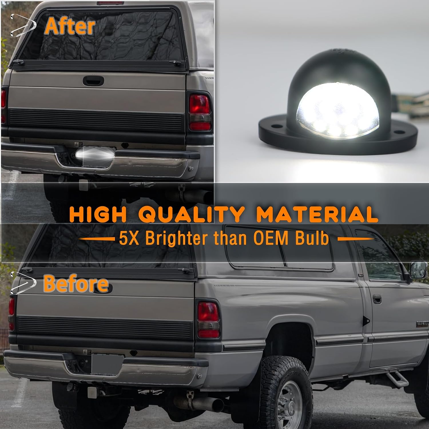 LED License Plate Light for Dodge Ram 1500 2500 3500 Pickup Truck,18 SMD Xenon White 6000K,for Led Rear Tag Lamp with Socket Wiring Harness Plug,2 PCS