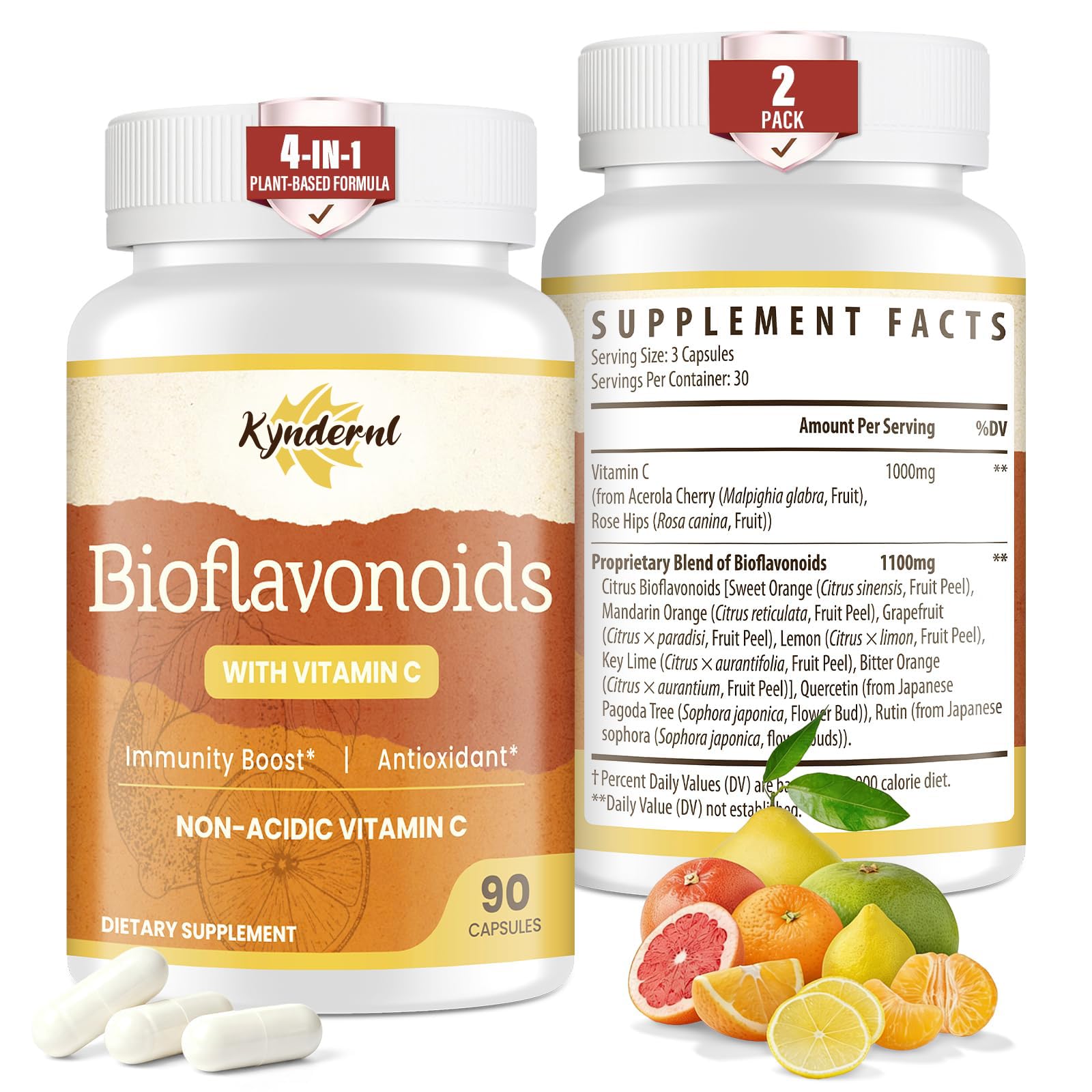 Immune Non-Acidic VIT C & Bioflavonoids, 1000mg, 90 Vegan Capsules — Amazon image 7