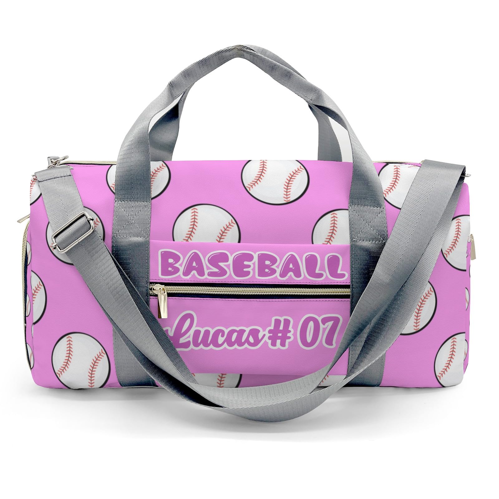 Pink Baseball Waterproof Duffel Bag Gym Dance Sport Perform Training Travel Bag for Teens Adults Women Men