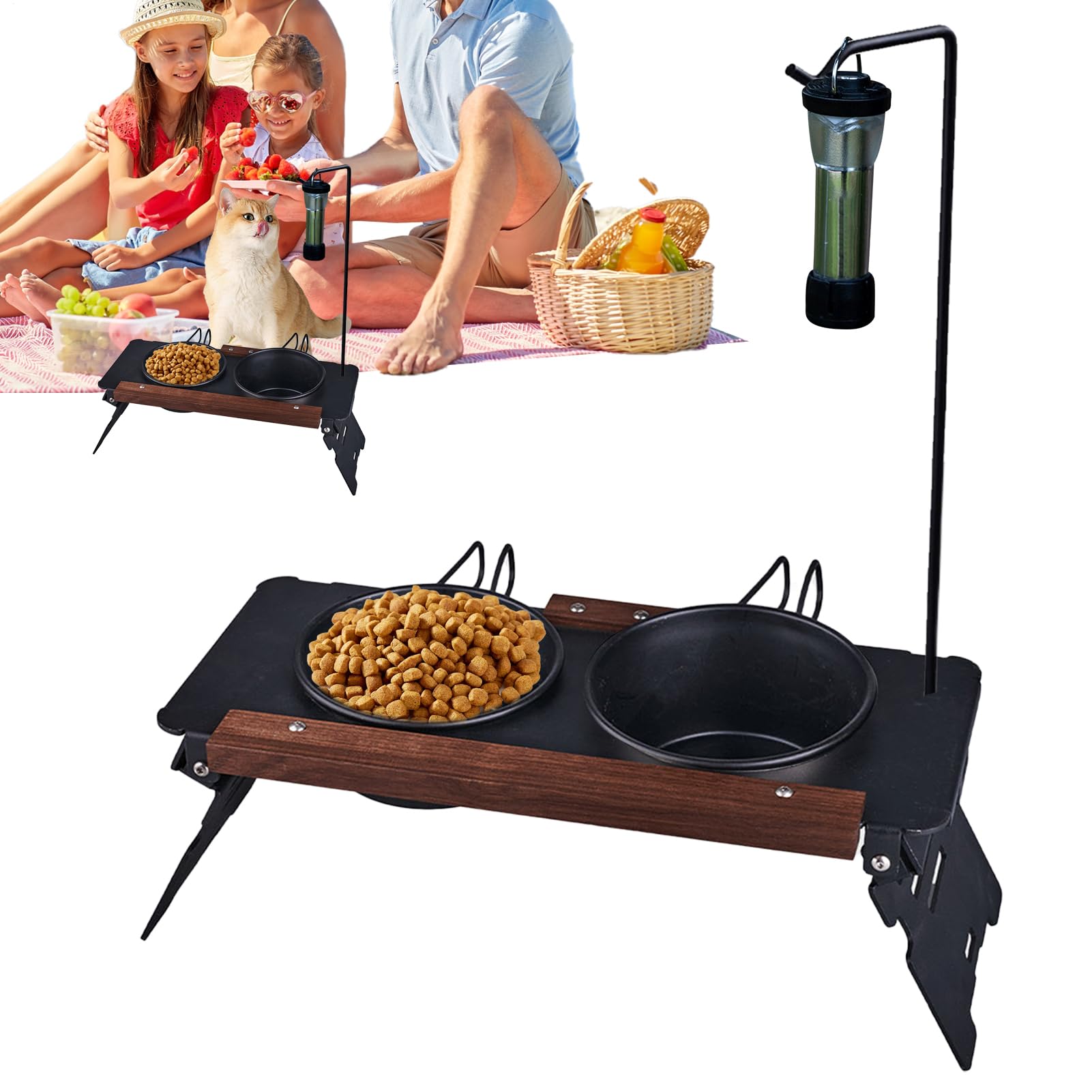 Support de nourriture pour chien portable pour les repas au jardin et à la maison