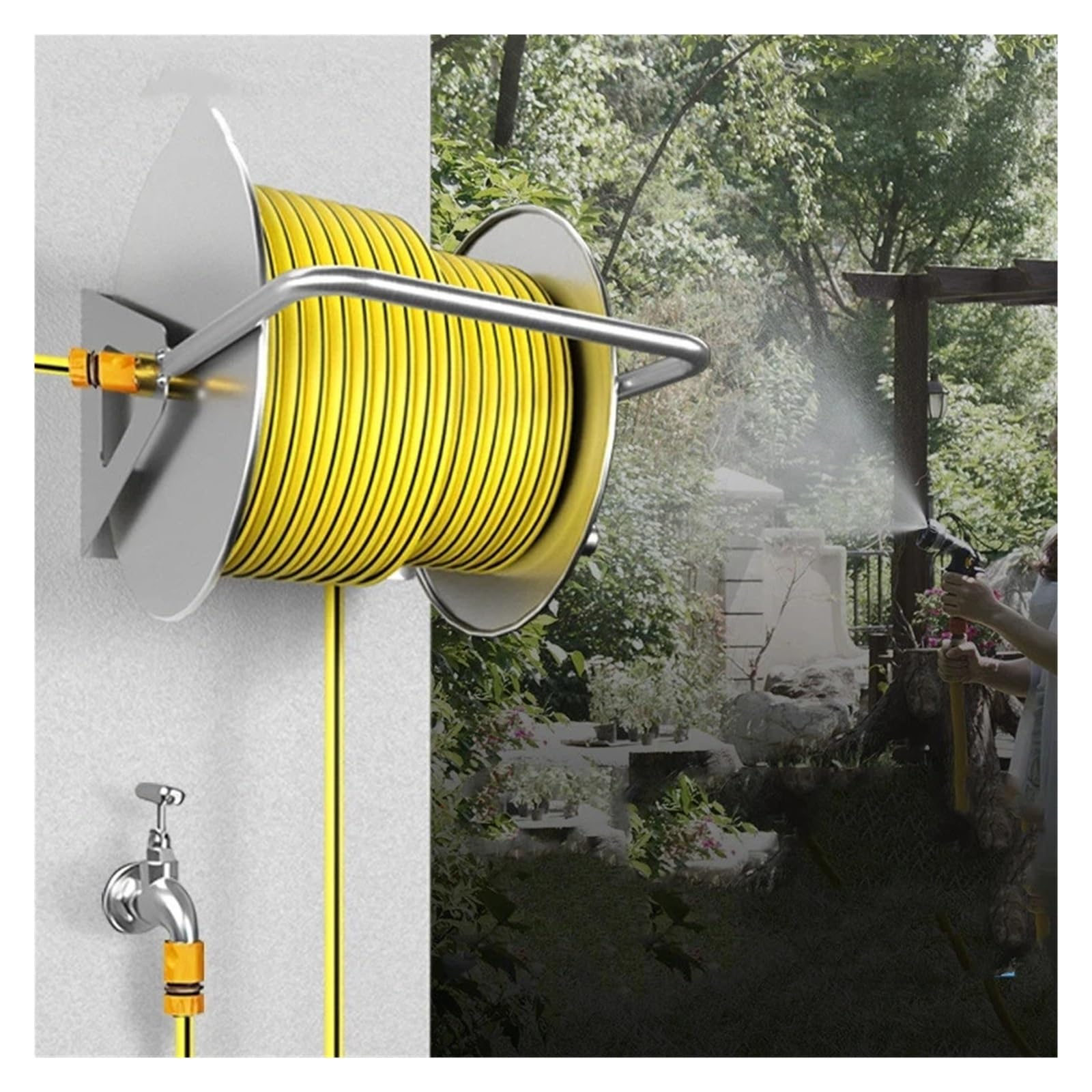 Support Tuyau Arrosage Chariot enrouleur de tuyau d'arrosage de jardin