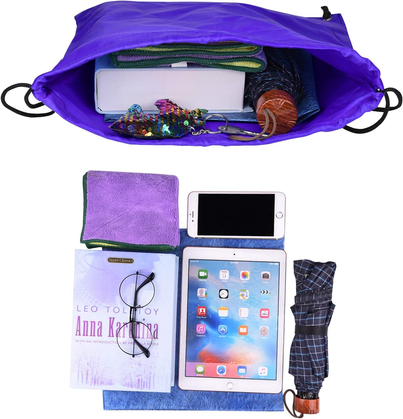 FEPITO 22 Pack Blue Drawstring Bags String Backpack image 4