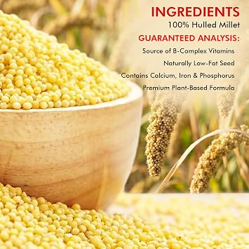 Morning Bird Hulled Millet 1.5 lbs Nutritious Hulled Millet Seed - Waste Free - No Mess - Easily Digestible with High Fiber, Rich in Vitamins & Minerals for Birds, Ideal Bird Feed for All Bird Types