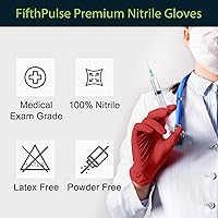 Vista 5 de Guantes desechables de nitrilo color burdeos claro – 50 unidades – Guantes de nitrilo de 3 mil pequeños – Guantes de goma sin polvo ni látex