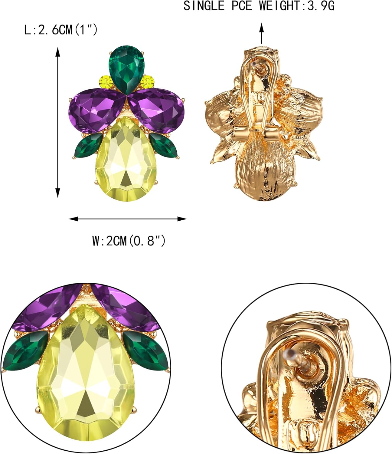 EVER FAITH Wedding Rhinestone Crystal Art Deco Stud Earring for Bride, Banquet Prom Sparkly Multi Teardrop Marquise Earrings for Woman - Image 5