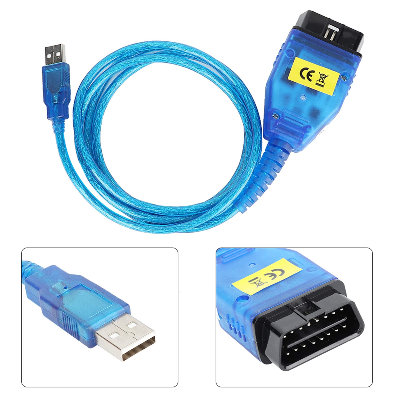EVGATSAUTO USB OBD2 Diagnosekabel Interface K+DCAN K+CAN Adapter mit Schalter und CD-Treiber für Mini