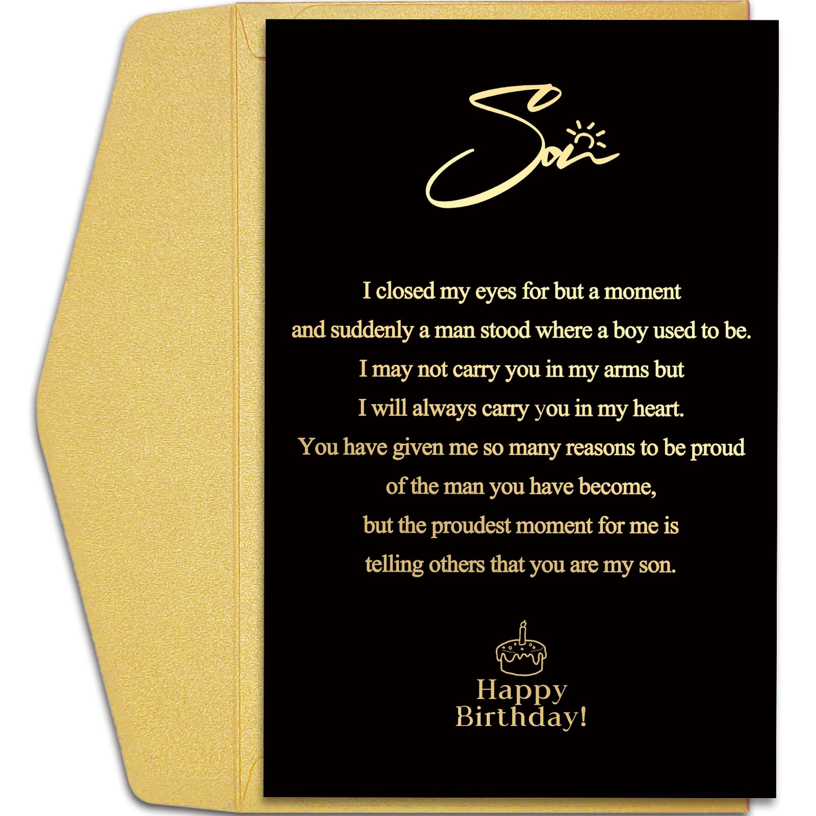 Qiliji Lovely Son Birthday Card from Mom and Dad, Happy Birthday Card for Adult Son, Grown Up Son Birthday Gift, Poem Son Bday Card from Parents