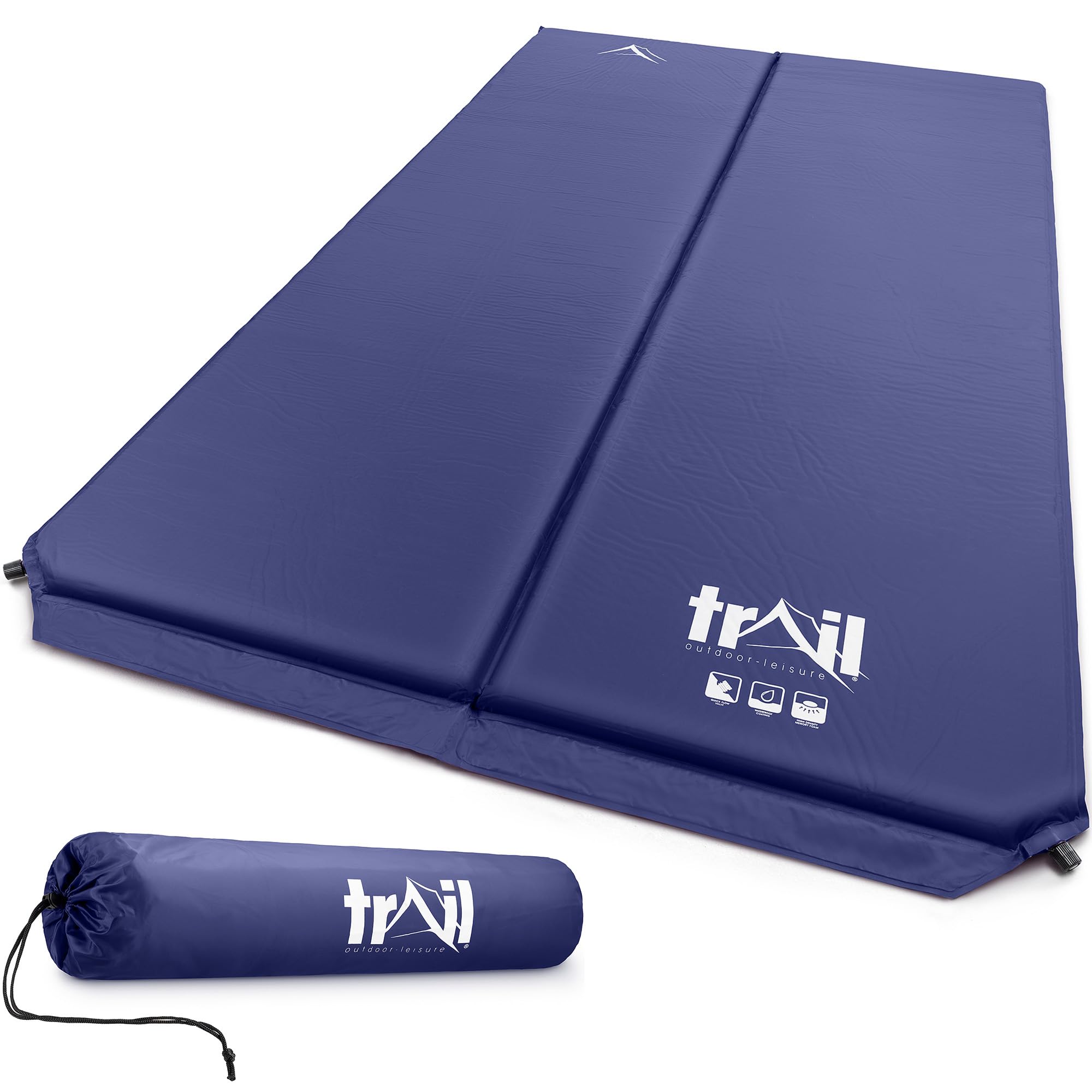 Trail Self Inflating Camping Mat Double Inflatable Mattress With Carry Bag Blue