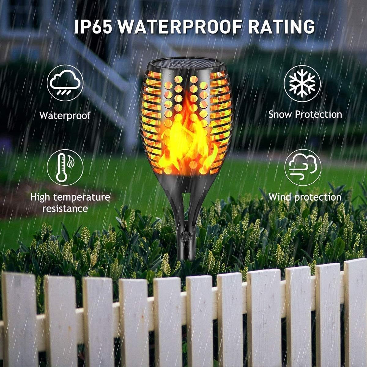 Solar Lights Outdoor, 43" Waterproof Flickering Flames Torch Lights, Solar Landscape Decoration Lighting Auto On/Off Pathway for Garden Patio Yard Christmas, 2 Packs image 2
