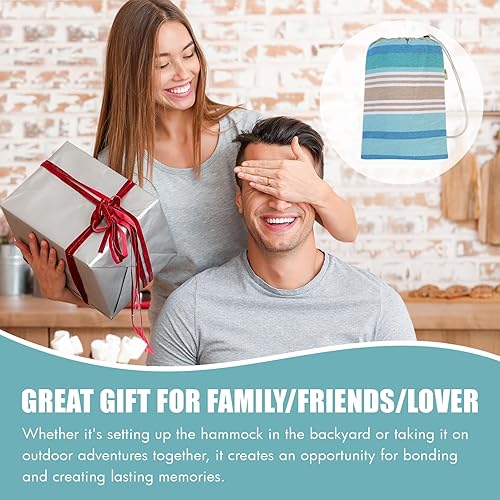 Miniatura 82 de Hamaca brasileña con correas para árboles, hamacas de algodón, hamaca portátil con bolsa de transporte para patio trasero, porche, uso en exteriores