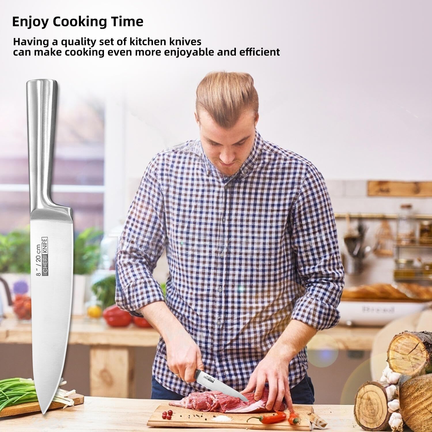 KOFERY 5-Piece Kitchen Knife Set - Razor-Sharp Stainless Steel Blades with Integrated Ergonomic Handle - Easy Clean and Ideal for Culinary Masters - Image 4