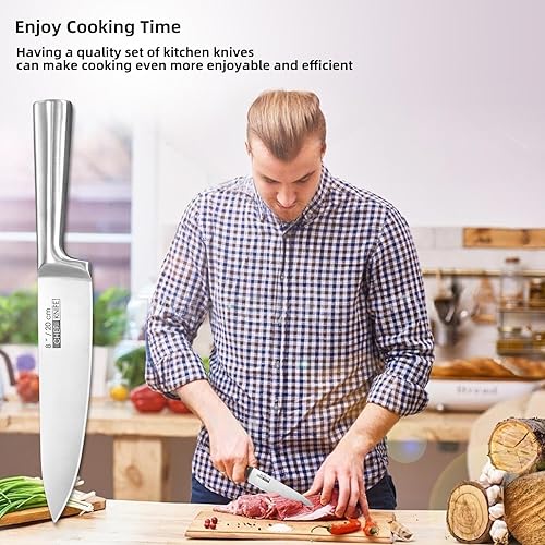 Miniatura 4 de KOFERY Juego de cuchillos de cocina de 5 piezas, cuchillas afiladas de acero inoxidable con mango ergonómico integrado, fácil de limpiar e ideal