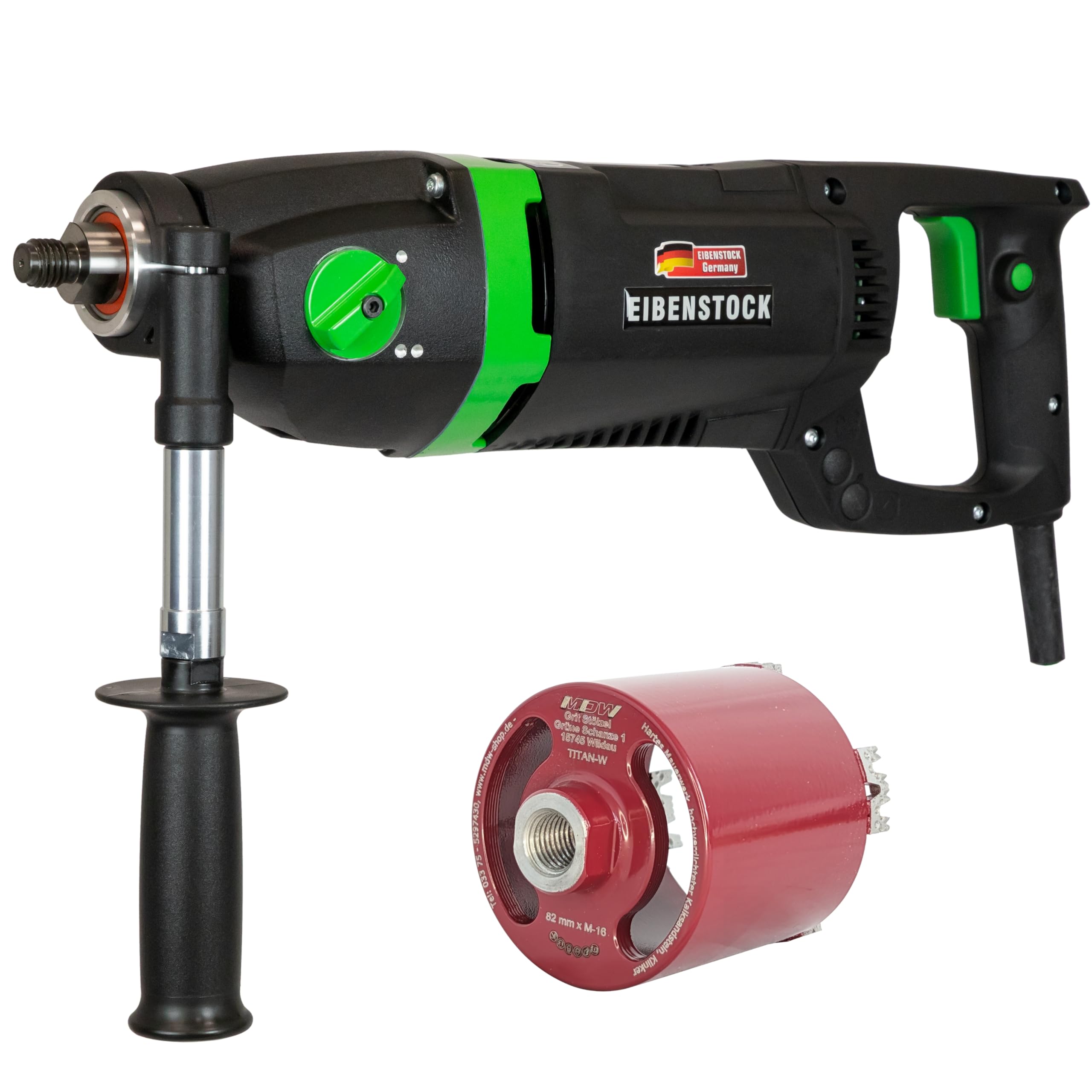 Eibenstock EHD 2002S Trocken-Kernbohrmaschine inklusive Staubabsaugung & Diamant Dosensenker Typ Titan W (Ø 82 mm)