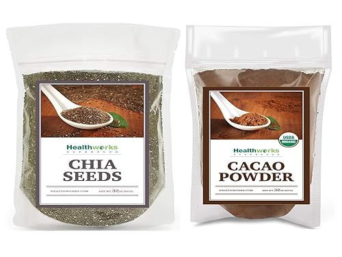 Healthworks Cacao en polvo (32 onzas2 libras) y semillas de chía crudas (32 onzas2 libras)