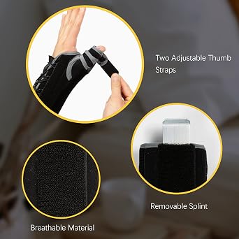 BraceUP Quick Wrap Wrist and Thumb Brace - Wrist Brace with Thumb Support for Thumb Spica Splint, Left and Right-hand wrist brace, Dequervains Tendonitis Wrist Brace with Thumb Stabilizer (Right Hand)