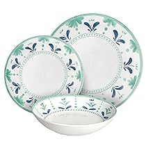 Tognana Positano, Servizio piatti per 6 persone 18 pezzi, porcellana, Verde, azzurro