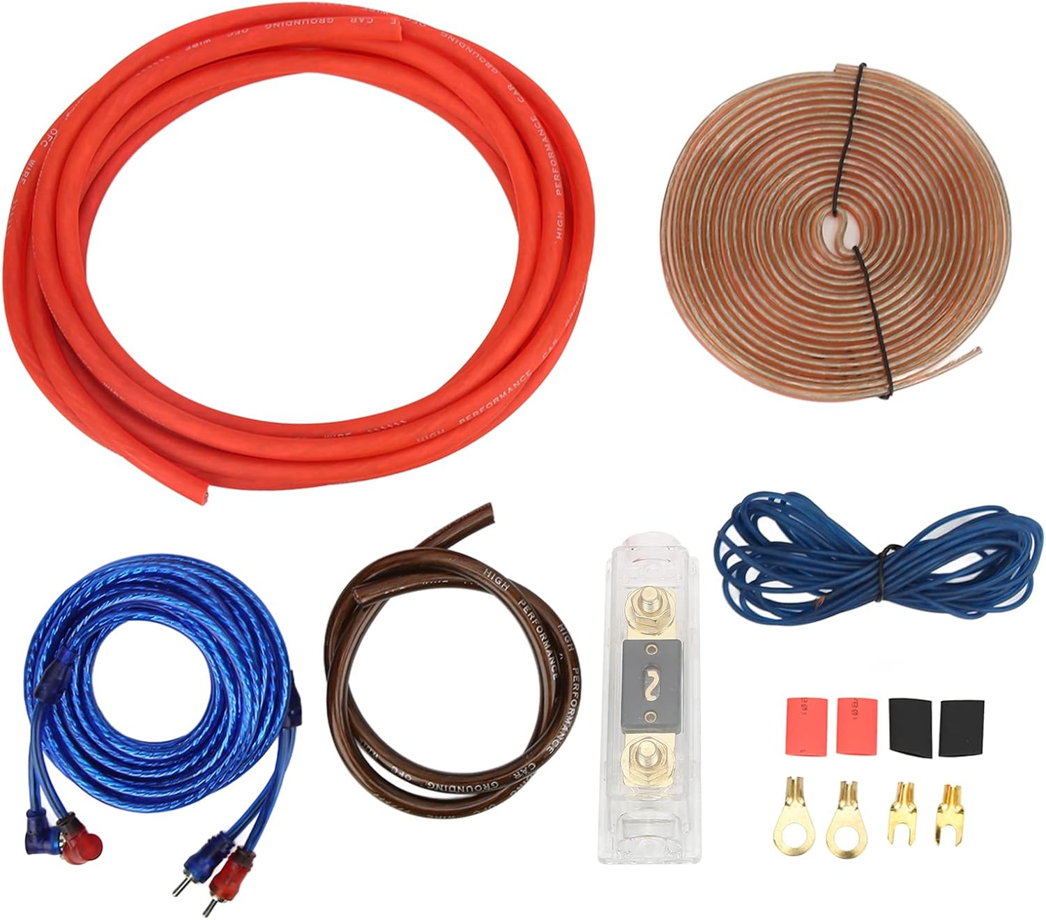 4GA Car Amplifier Inlation Kit, Complete o Wi Set, Performance Subwoofer Ser Wi Kit with Clear Sleeve, and Access for Car o System Enhancement