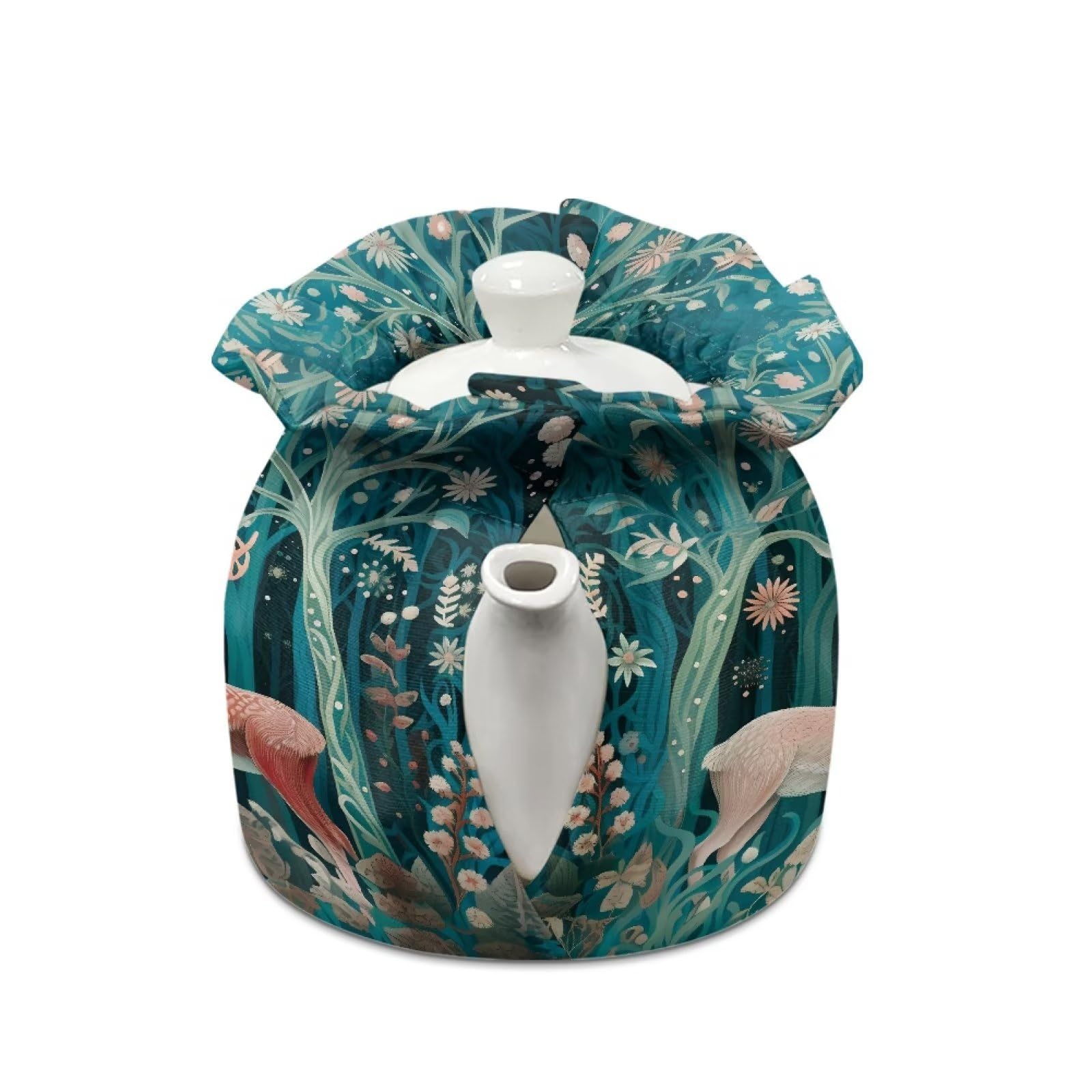 Poceacles Deer Floral Print Tea Cosy for Small Tea Pot Watercolor Breakfast Pot Cover Kitchen Home Decorative Insulation Tea Pots Cozy for Housewife, Friend, Mom