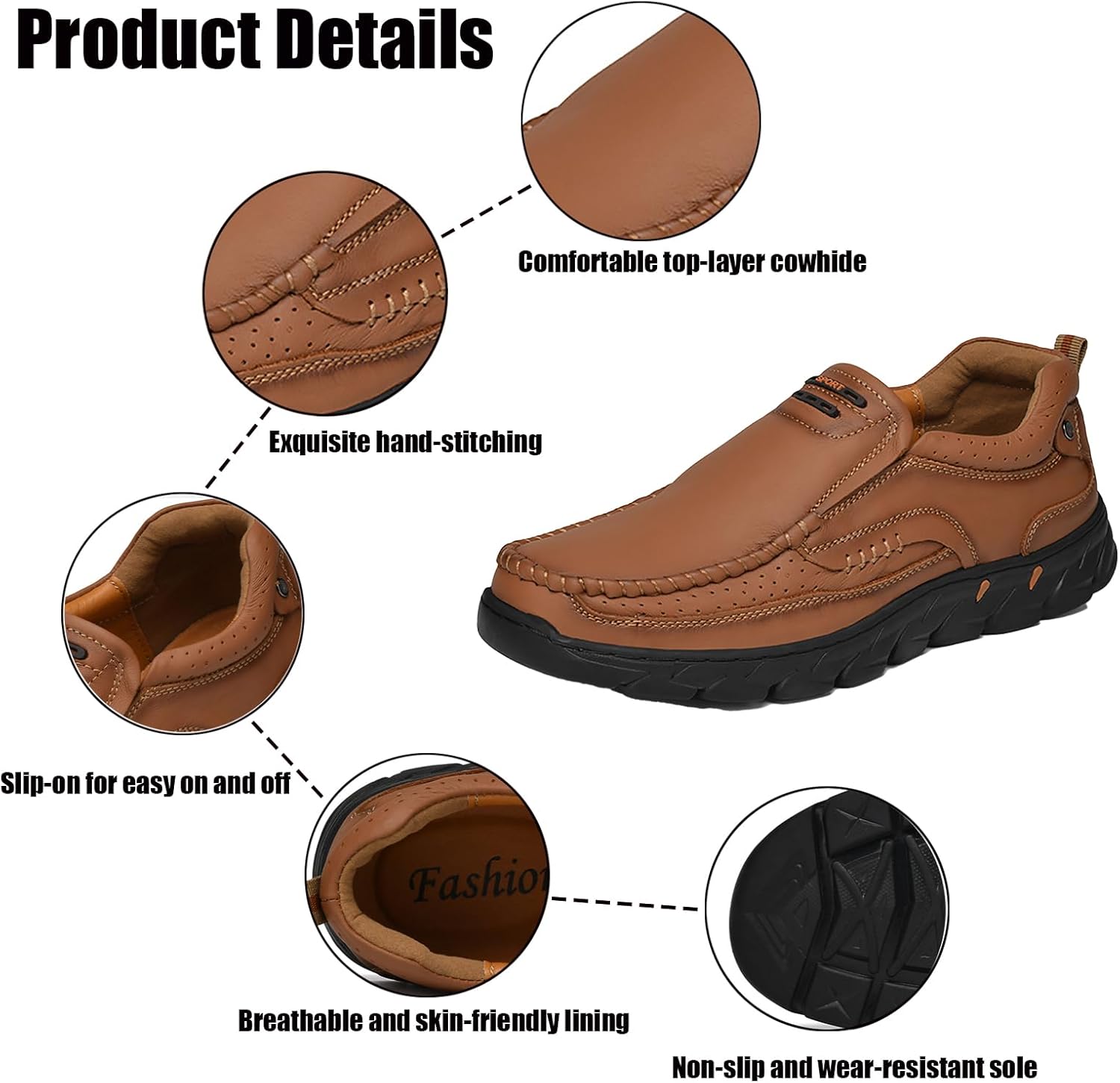Men's Leather Slip On Walking Casual Loafers Comfortable Classic Outdoor Work Office Driving Dress Boat Shoes Loafers for Men - Image 5