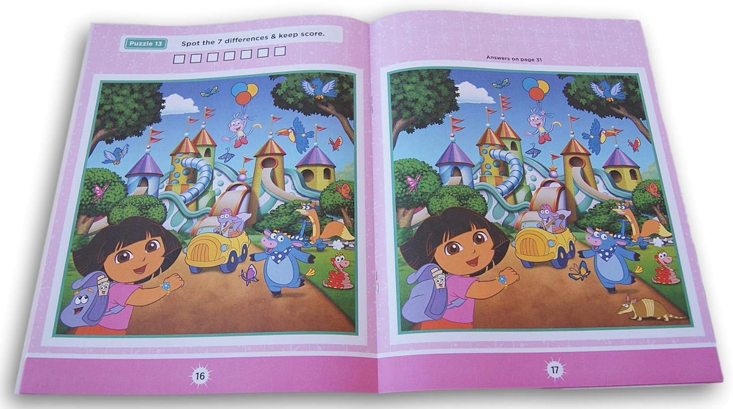Activity Books Spot The Difference Book Game for Kids - 22 Puzzles with Answer Key (Dora The Explorer)